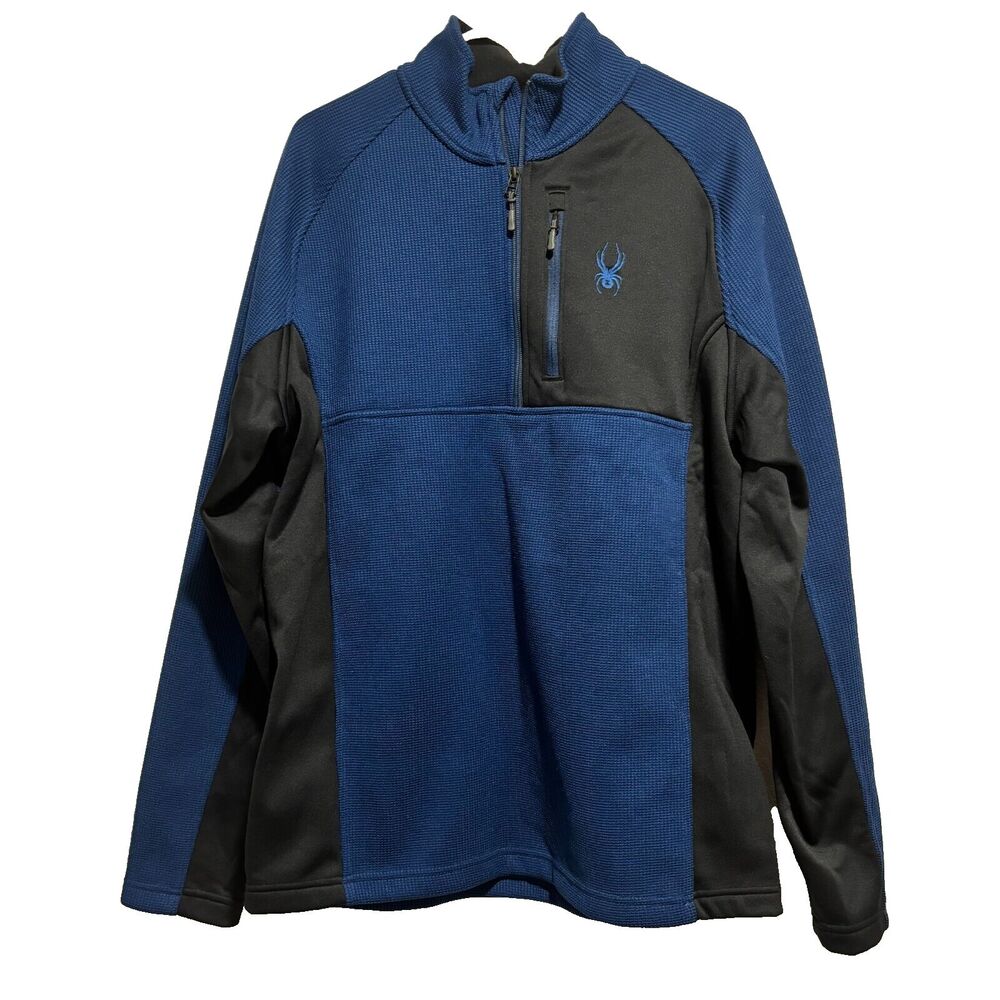 Spyder Men's Jacket‎ Bandit Blue X-Large Half Zip Gait Knit Pullover Fleece